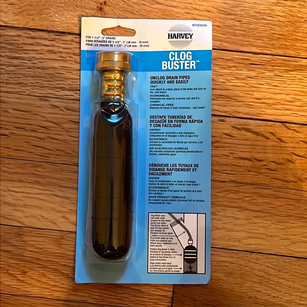 Harvey Clog Buster to unclog drain pipes quickly and easily NEW in PKG